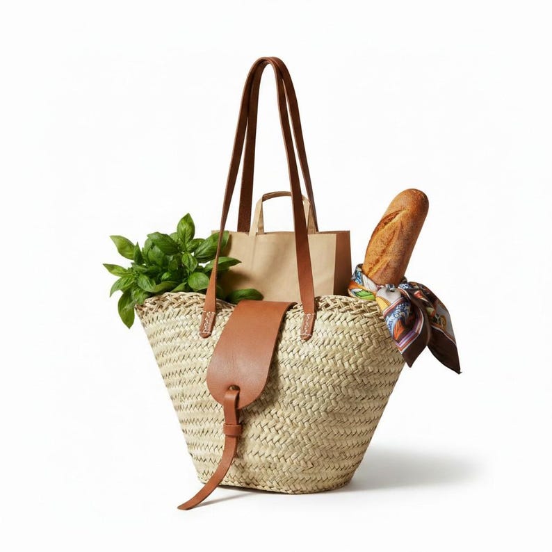 Sac panier en paille - vue détail