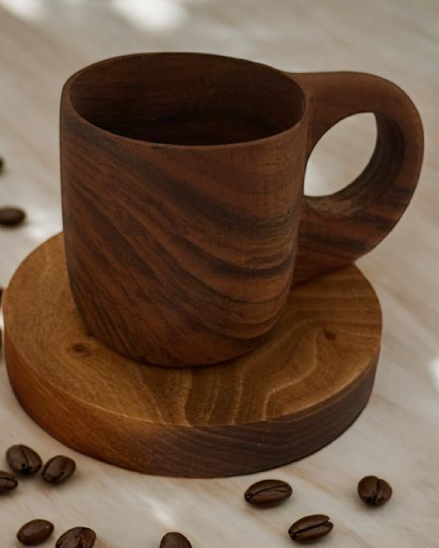 Tasse & Sous Tasse 100% Bois Noyer