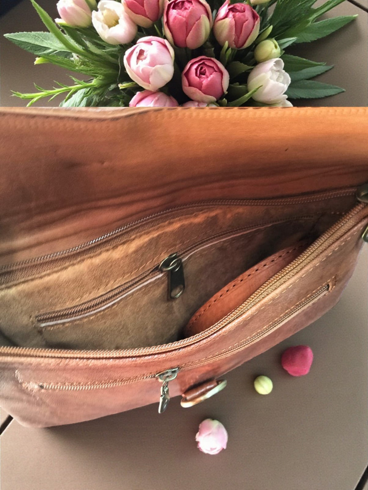 Sac à Main Femme en Cuir Naturel de Luxe - Artisanat Marocain Fait Main