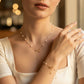 Parure Nœud Ruban & Perles – Collier & Bracelet Acier Inoxydable Doré