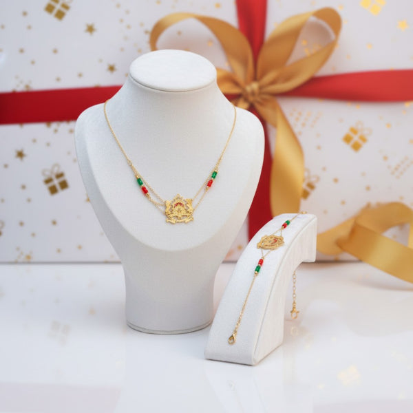 Parure Armoiries du Maroc – Collier & Bracelet Acier Inoxydable Doré