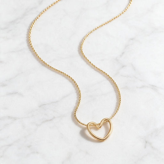 Collier Cœur Ouvert Doré – Acier Inoxydable