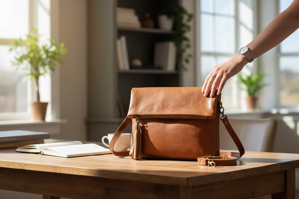 Sac à Main Femme en Cuir Naturel de Luxe - Artisanat Marocain Fait Main
