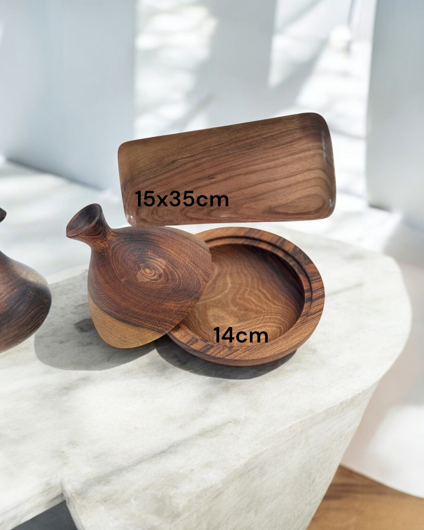 Tagine et Plateau en Bois de Noyer Pur