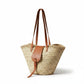Sac panier en paille avec fermeture en cuir