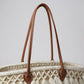 Sac panier en paille avec superposition macramé ivoire