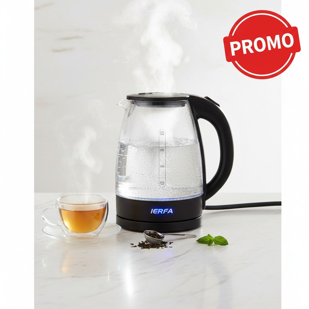 Bouilloire Électrique en Verre 1500W avec Arrêt Automatique
