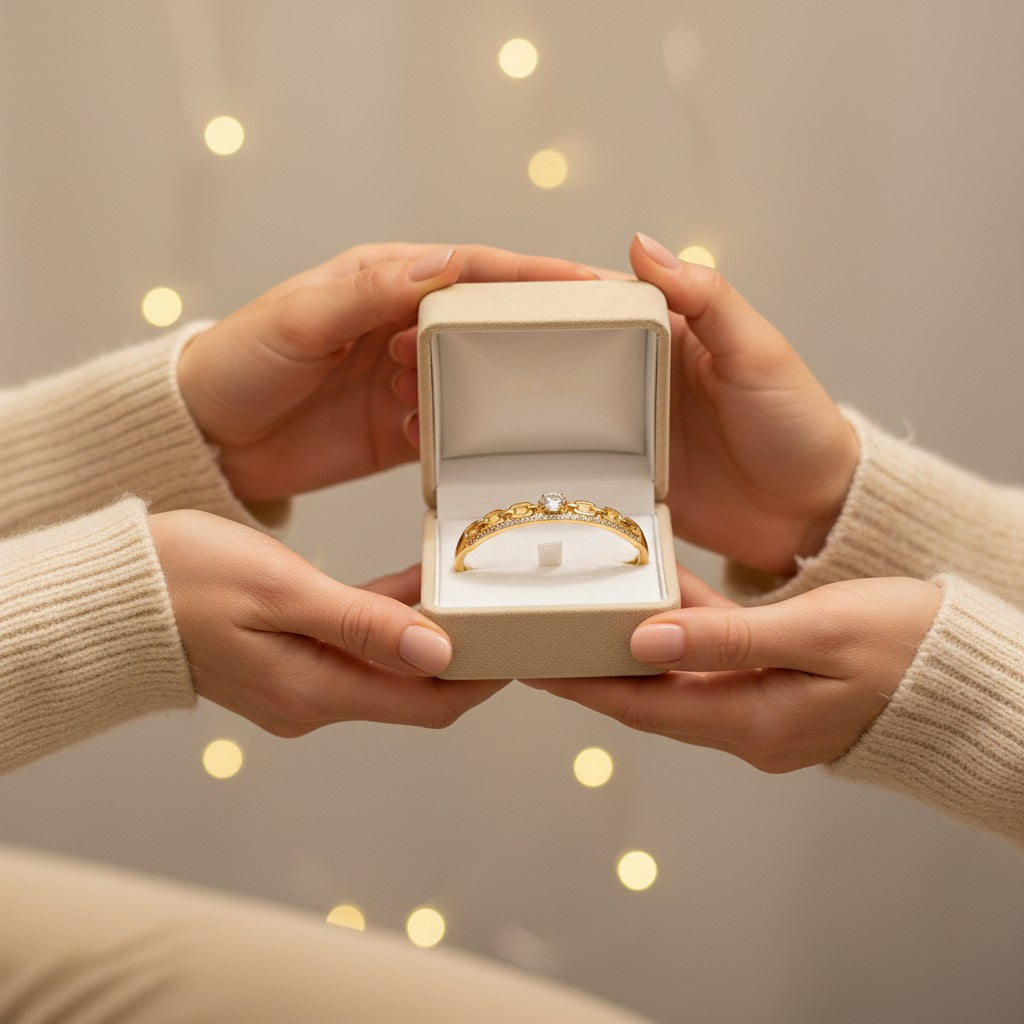 Bracelet Jonc Chaîne & Zircons – Acier Inoxydable Doré