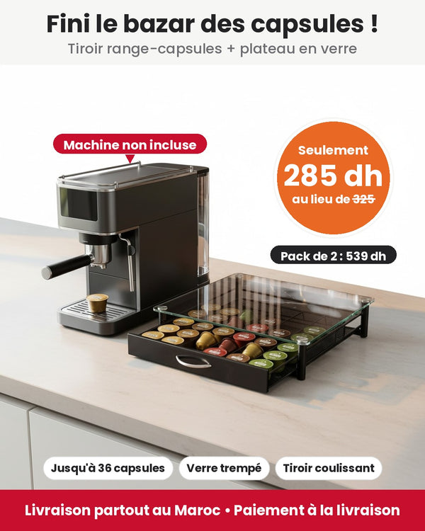Support Range-Capsules à Tiroir avec Plateau en Verre (Machine non incluse)