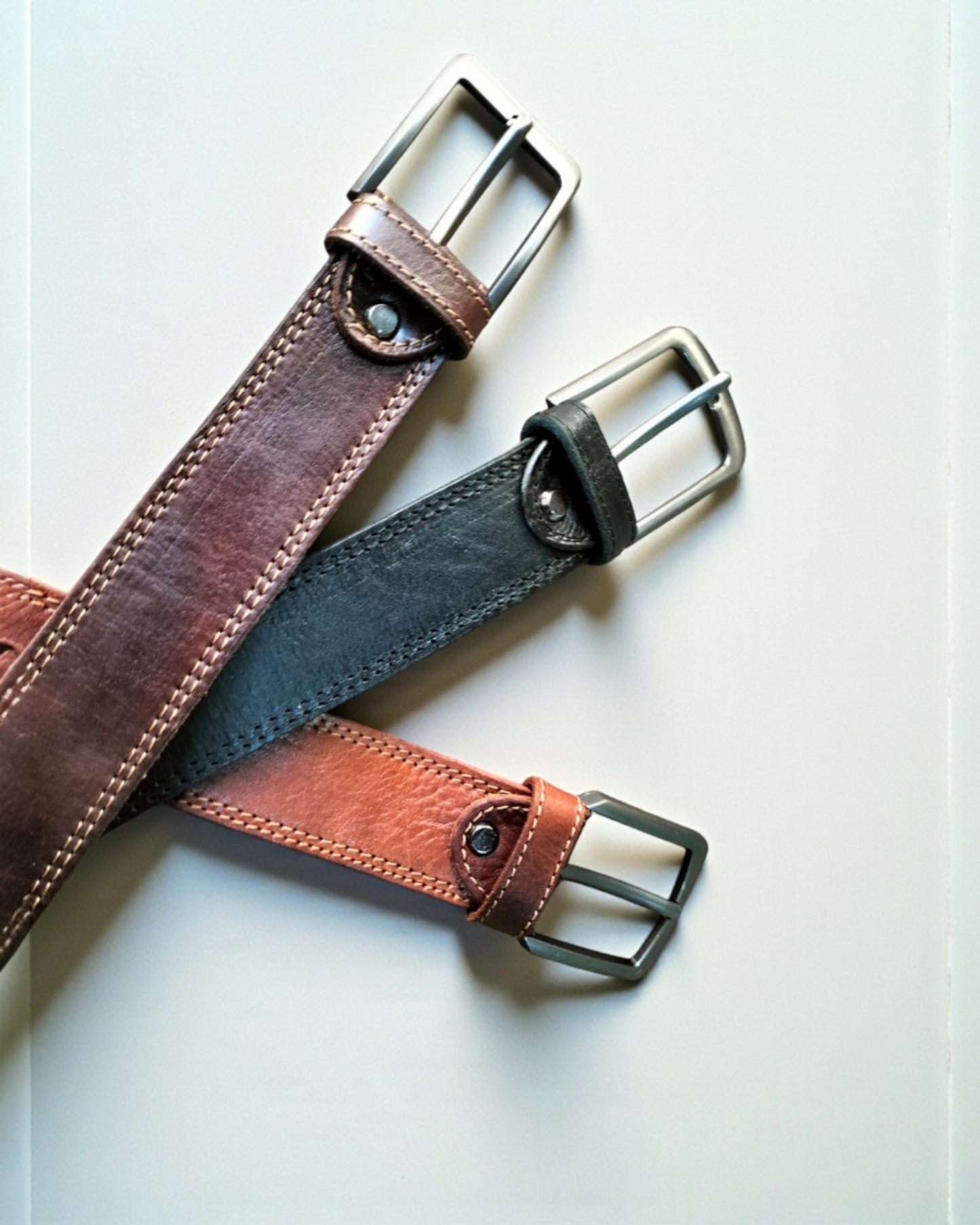 Ensemble 3 Ceinture Hommes Cuir Naturel