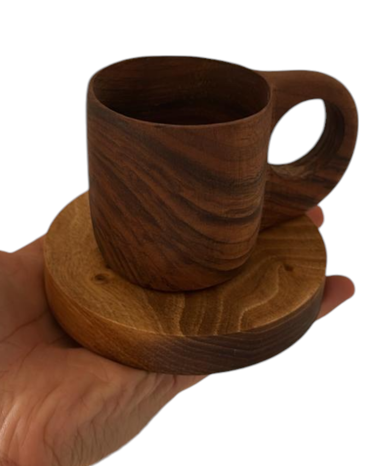 Tasse & Sous Tasse 100% Bois Noyer