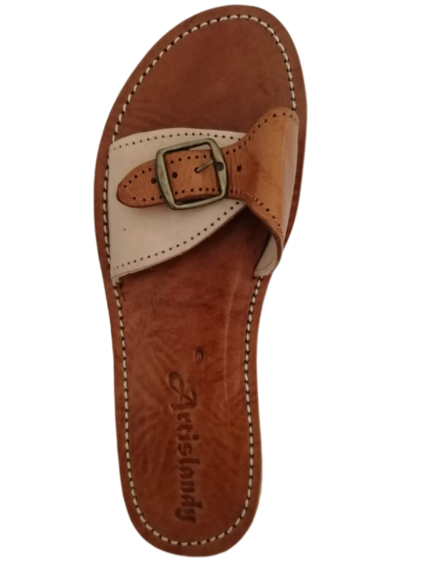 Sandale Cuir Médicale Beige Marron Flexible